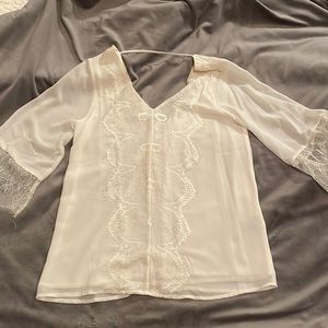 BKE white v neck blouse.